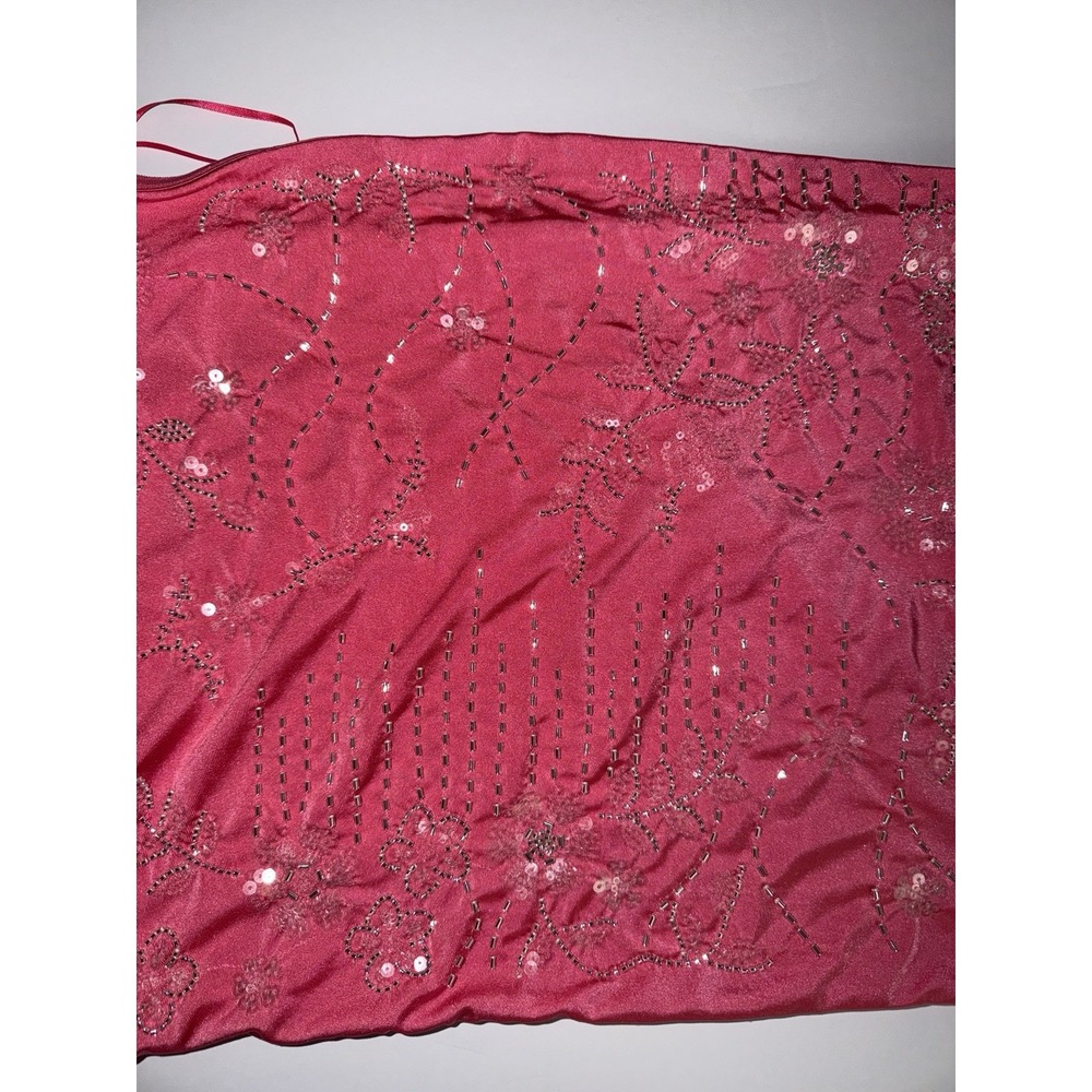 Forever 21 Women Large Pink Strapless Floral Beaded Sequin Top Lined Bright NWT - Picture 3 of 9